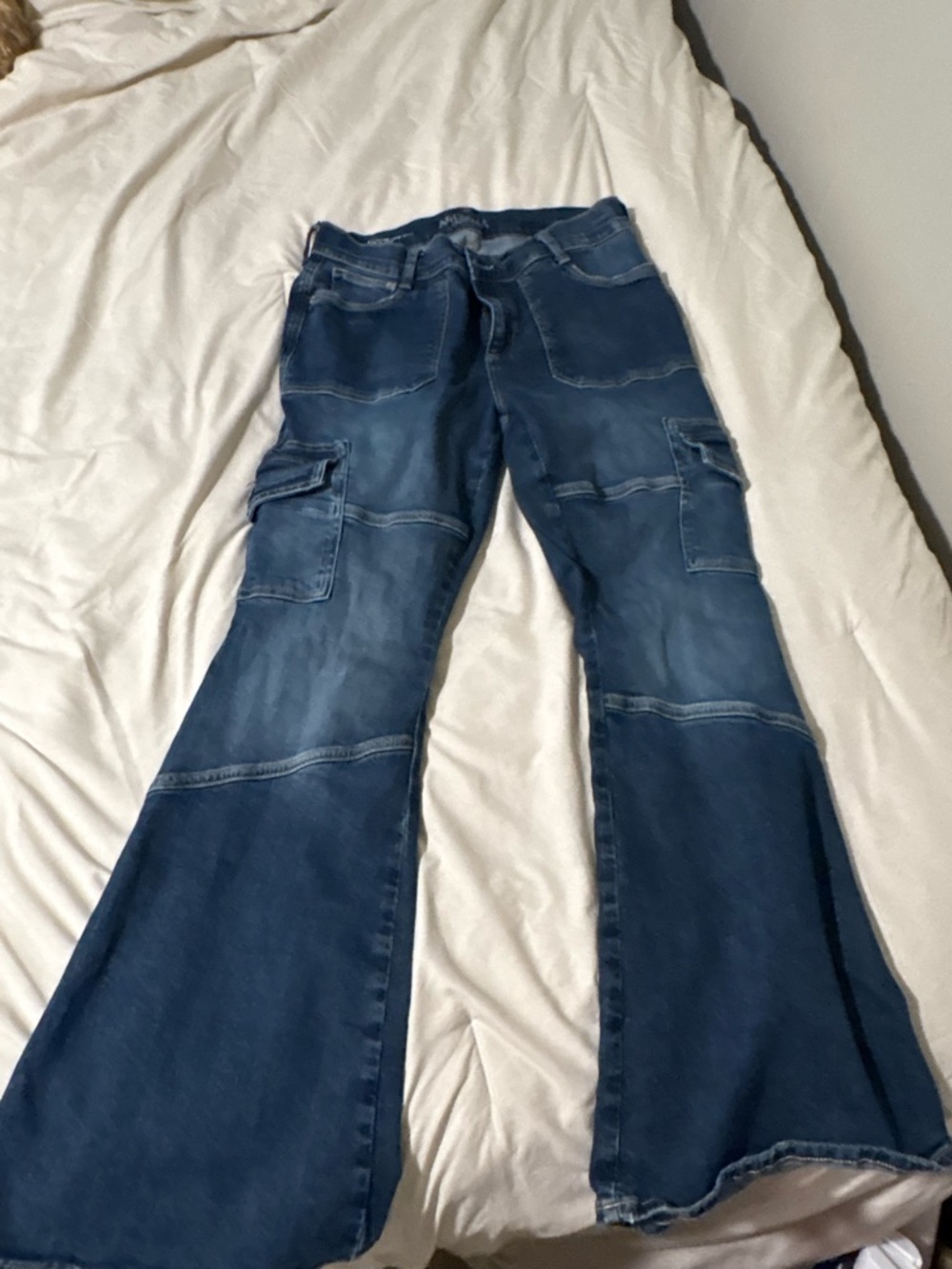 Arizona Jean Company Dark Blue Flared Cargo Jeans